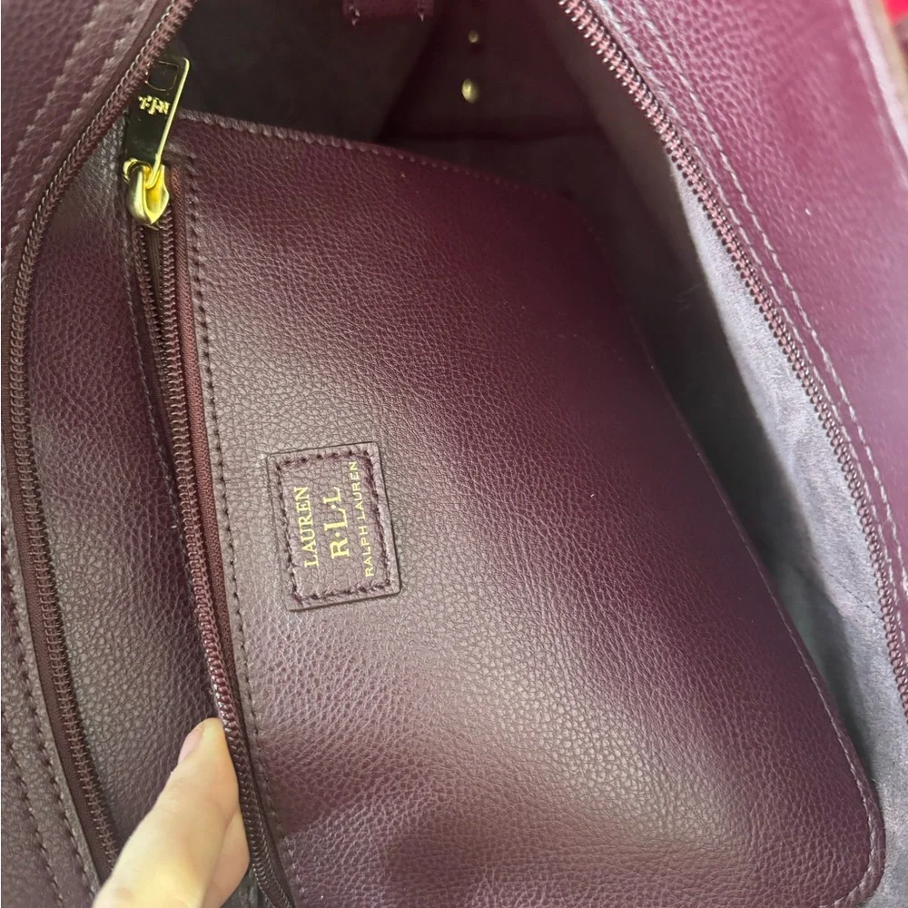 Brownish/maroon Ralph Lauren Cowhide Leather Studded Tote Bag - Picture 12 of 13